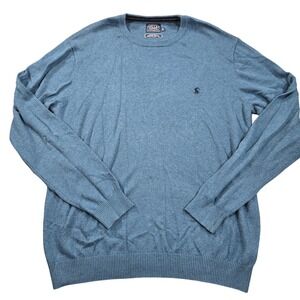 Joules Sweater Mens XL Teal Blue Merino Wool Crewneck Lightweight Knit Pullover